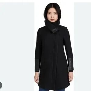 Club Monaco 100% Wool Black Coat  Women's Size XS TP Button Up High Neck